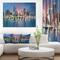 Designart - Coastal City Fantasy Night Scene in Oil Painting - Cityscapes Painting Print on Wrapped Canvas